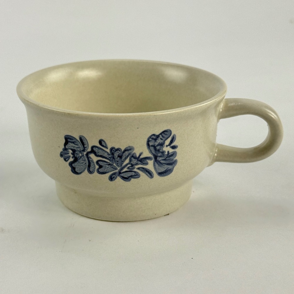 Pfaltzgraff‎ Yorktowne Blue Floral Stoneware Tea Cup Coffee Mug Gray 7-1 USA
